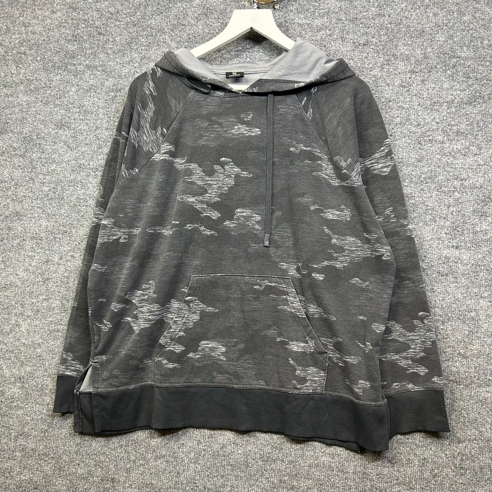 Athletic Works Hoodie Women 2XL Gray Camo Good Stretch Drawstring Pullover